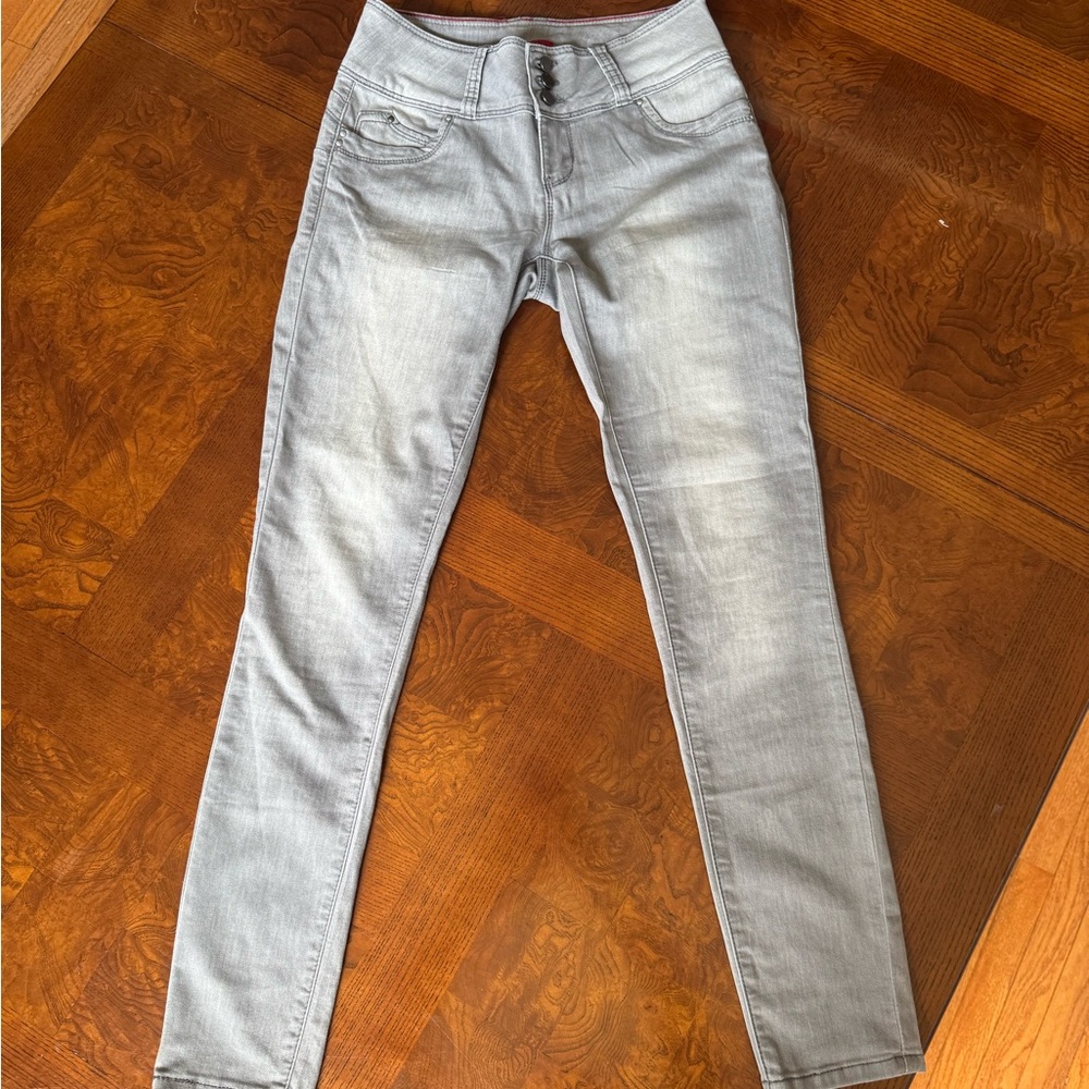 YMI Gray High Rise Jeans with Distressed Look